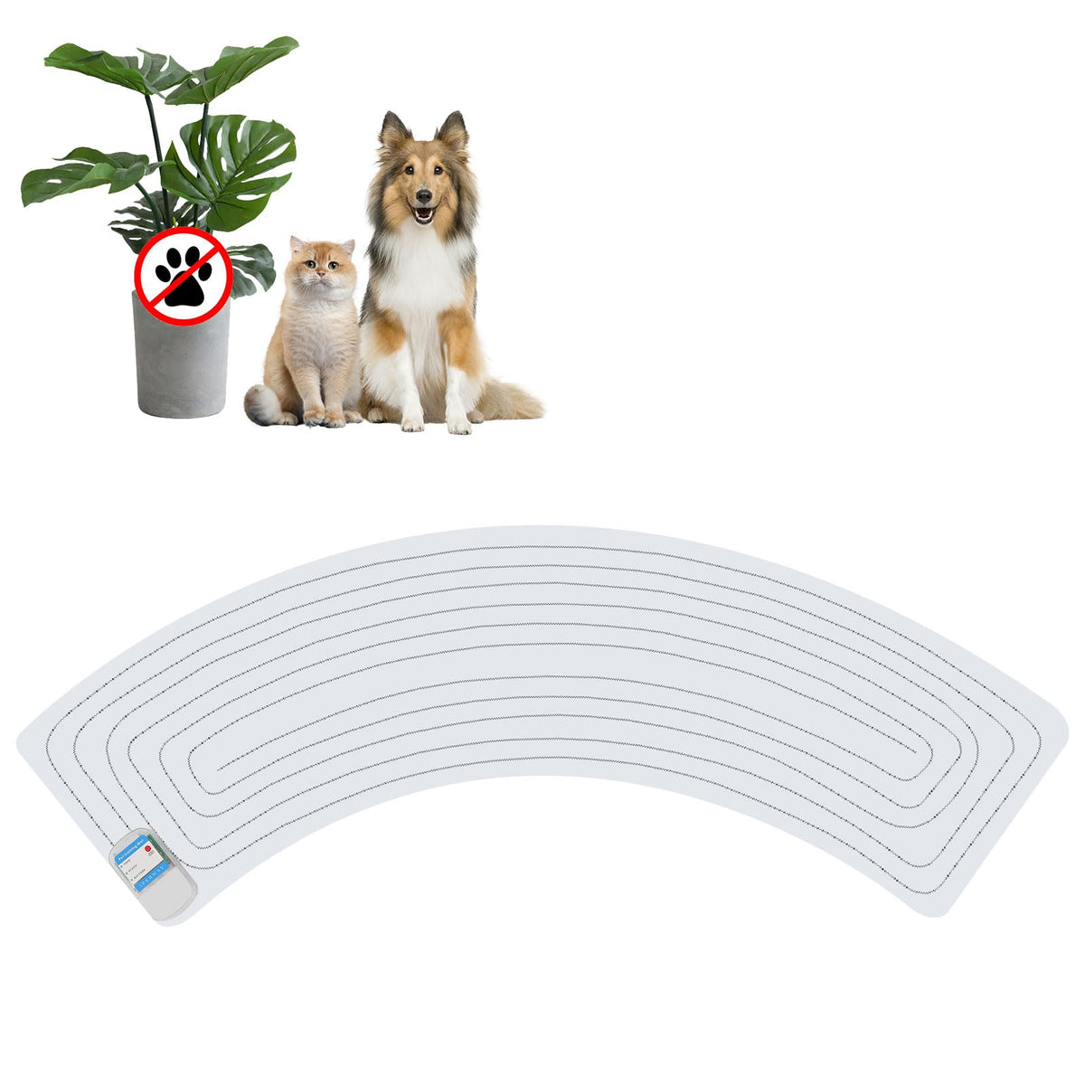 SEERWAY shock mat in use keeps dogs and cats away from Christmas tree areas for safer spaces.