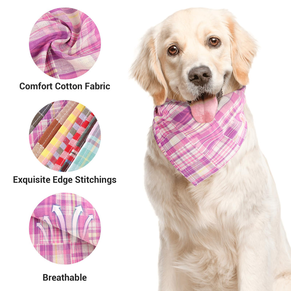 Segarty cat bandana in triangle plaid design for year round wear.