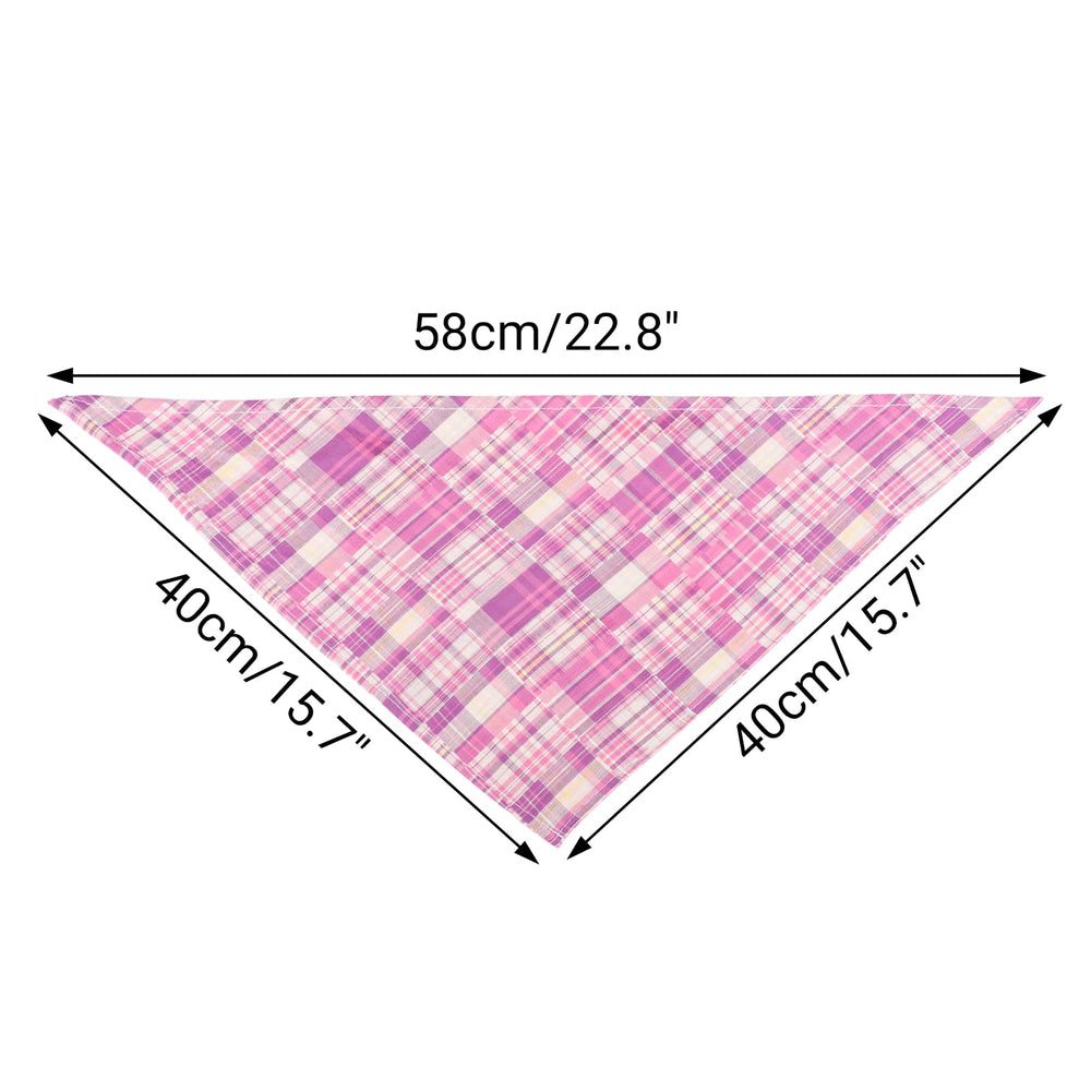 Segarty dog bandana folded to fit small and medium dogs with plaid style.