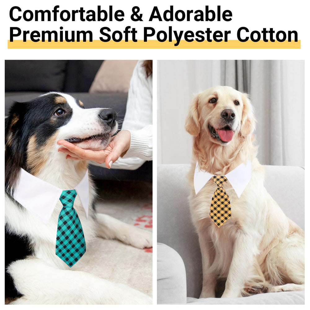 Segarty dog neck tie yellow plaid playful yet sophisticated for everyday wear.