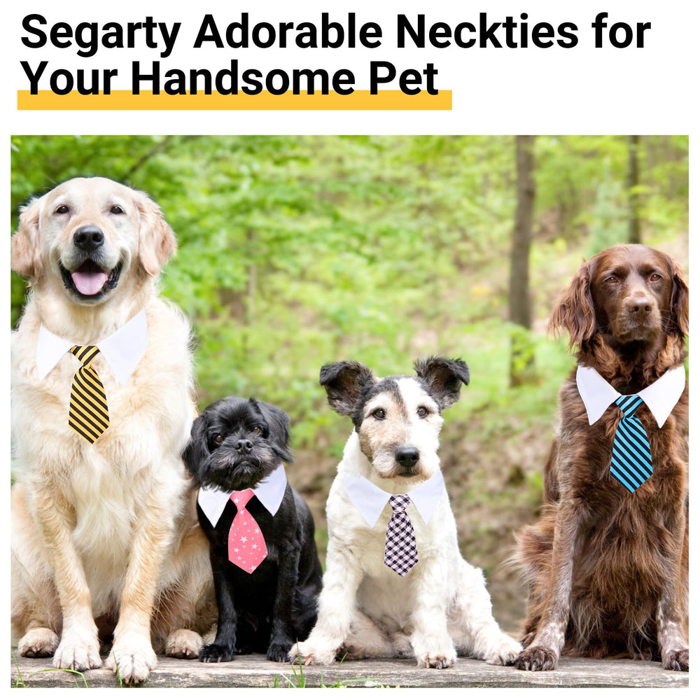 Segarty dog neck tie yellow stripes cheerful look for parties and holidays.