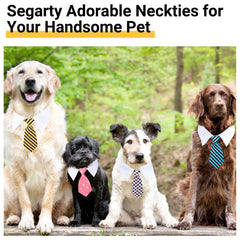 Segarty dog neck tie yellow stripes cheerful look for parties and holidays.