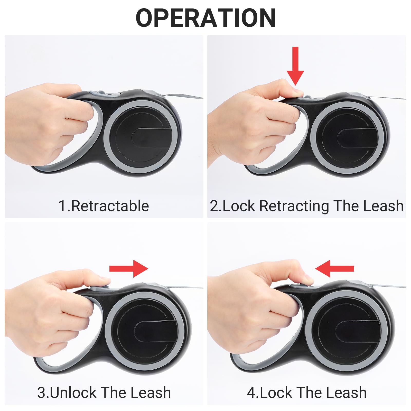 Segarty leash demonstrates one-button brake and release for quick adjustments.