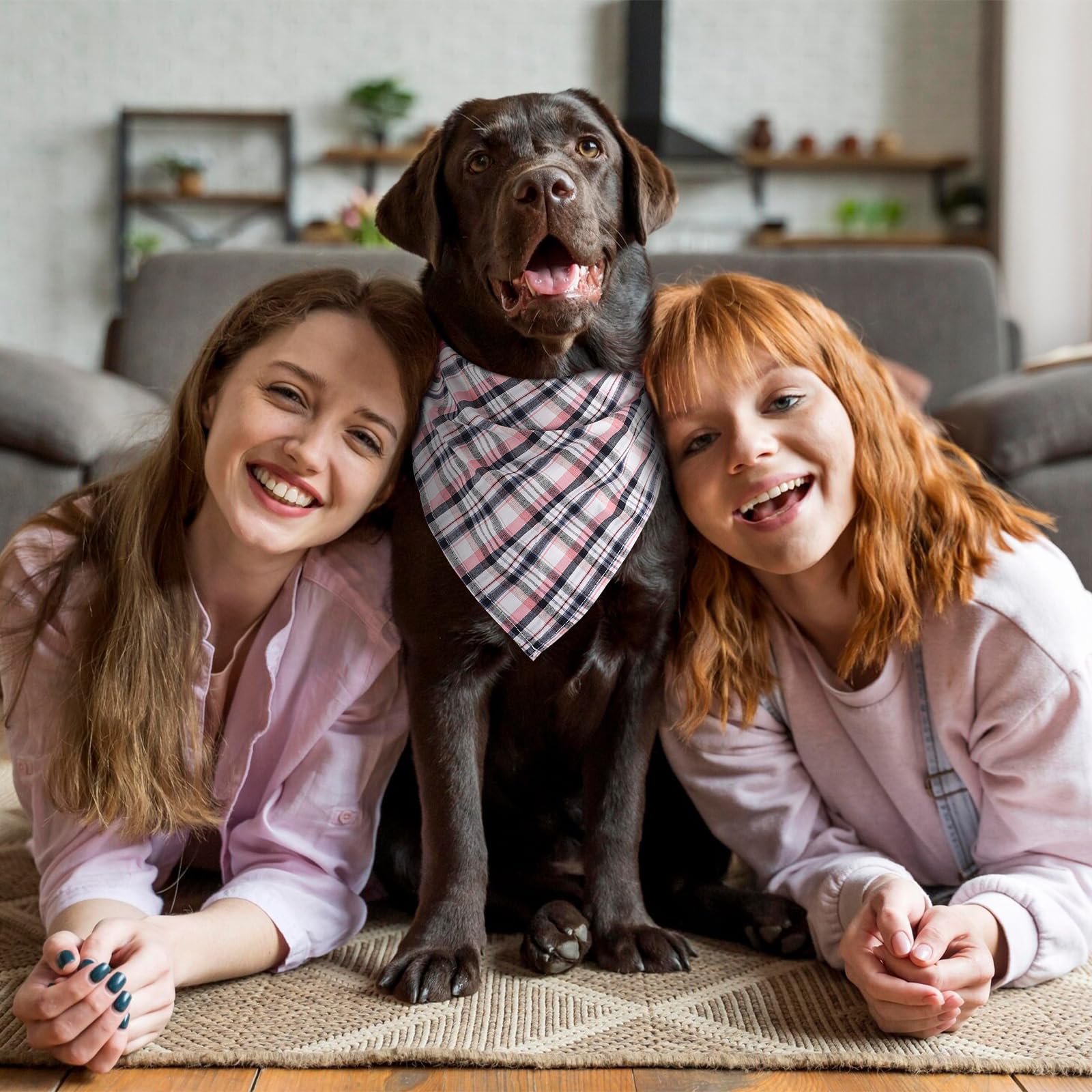 Segarty pet scarf styled for holidays and everyday outfits.