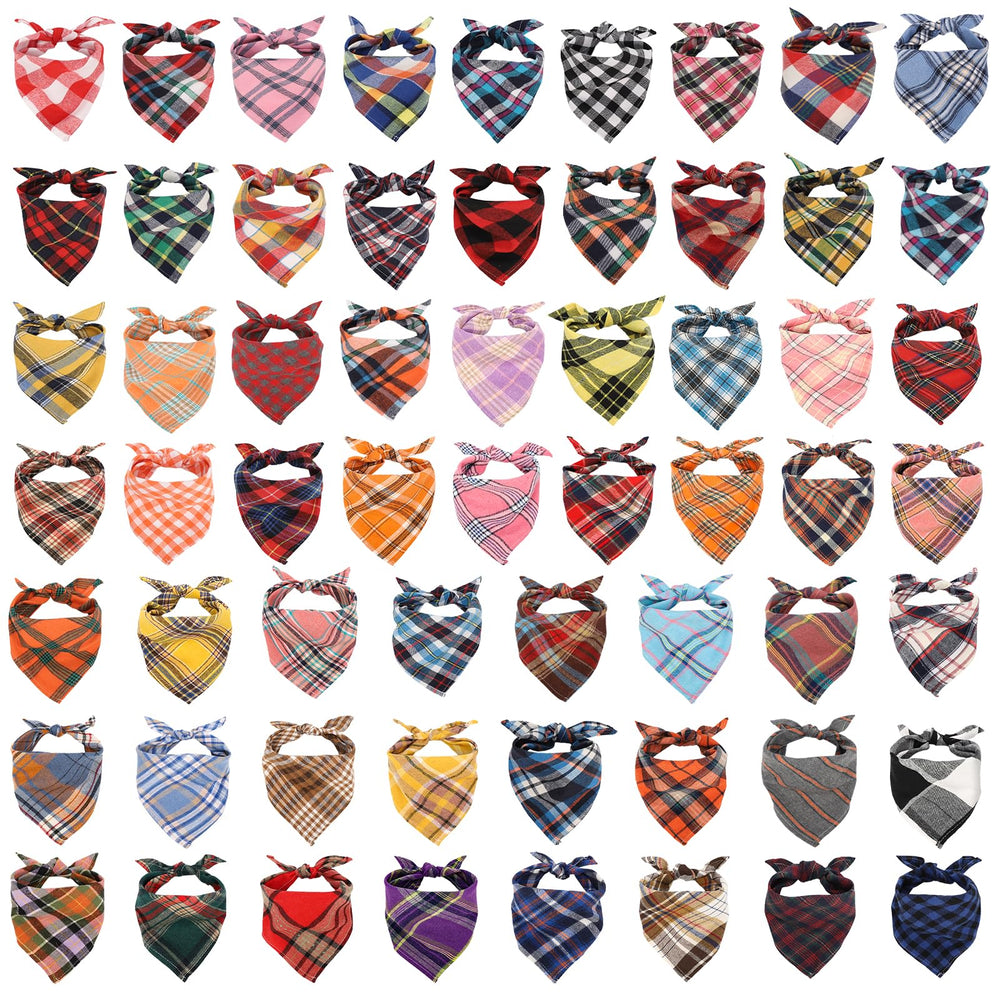 Segarty triangle plaid dog bandana pack set with 60 patterns for varied looks
