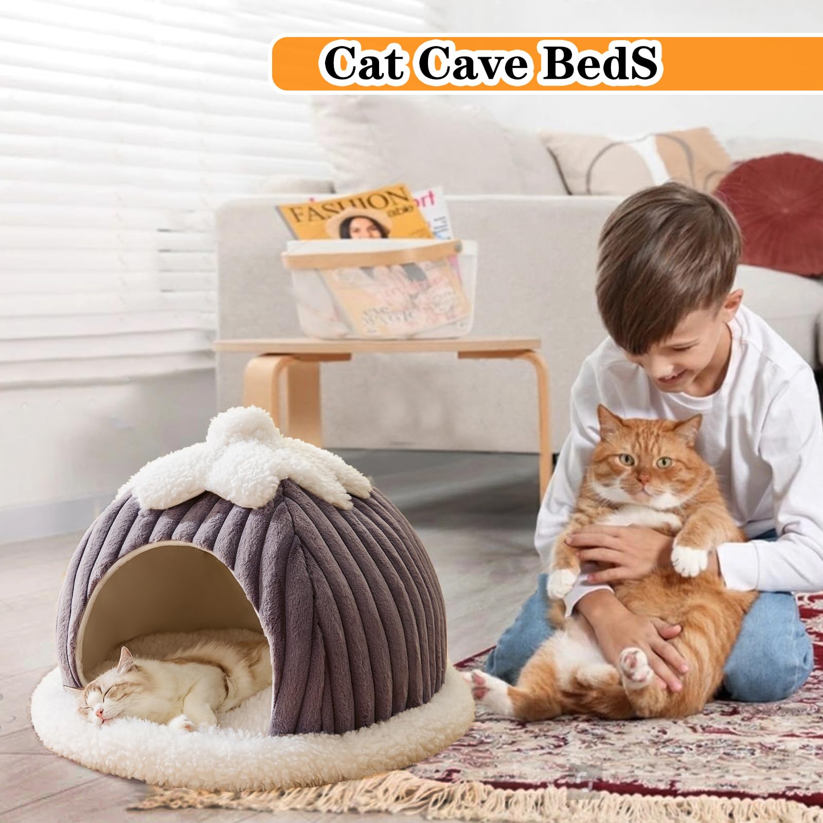 SEIMMIE pumpkin cat den arch view showing warm, private hideaway for cats