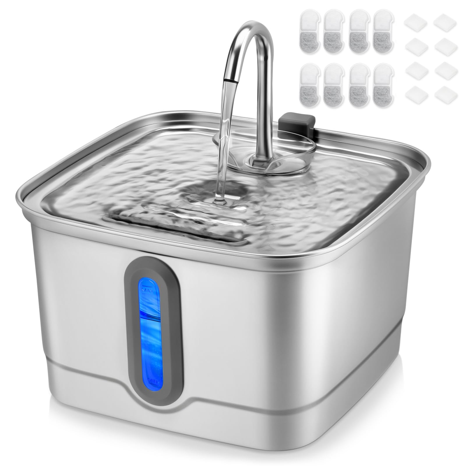 SEIRMEP cat water fountain front view shows large 3L capacity for continuous clean water.