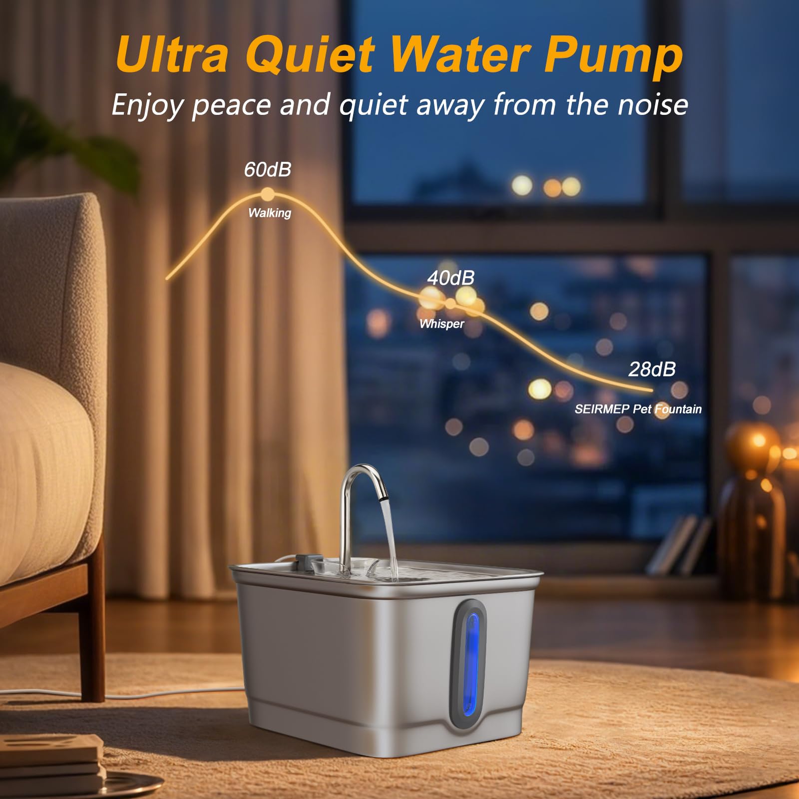 SEIRMEP ultra-quiet pump maintains a calm home environment.