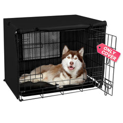 Seiyierr 48-inch dog crate cover front view highlights privacy and den-like comfort for calmer pets.