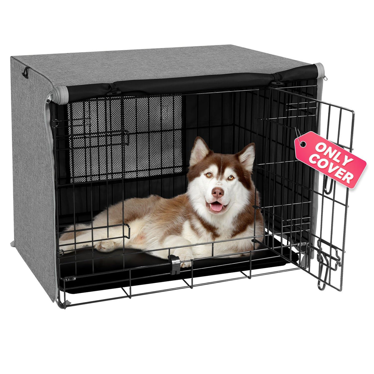 Seiyierr dog crate cover front doors—privacy and den-like comfort for calmer dogs.