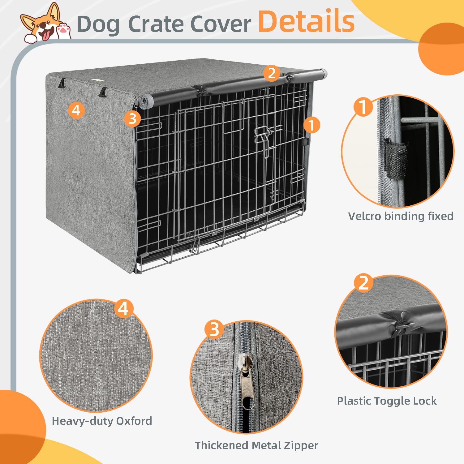 Seiyierr dog crate cover roll-up curtains—adjust visibility and ventilation as needed