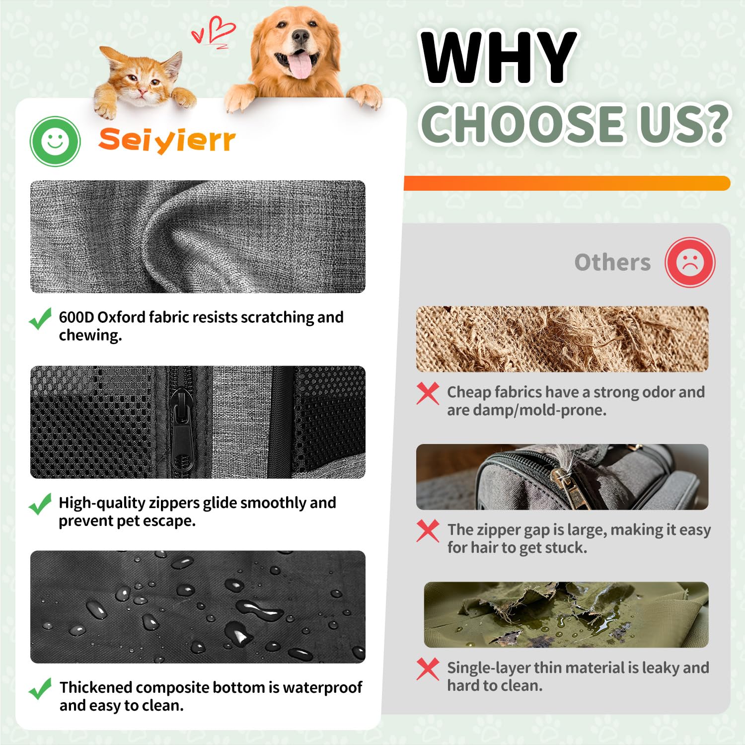 Seiyierr dog playpen features durable 600D Oxford fabric for easy cleaning.