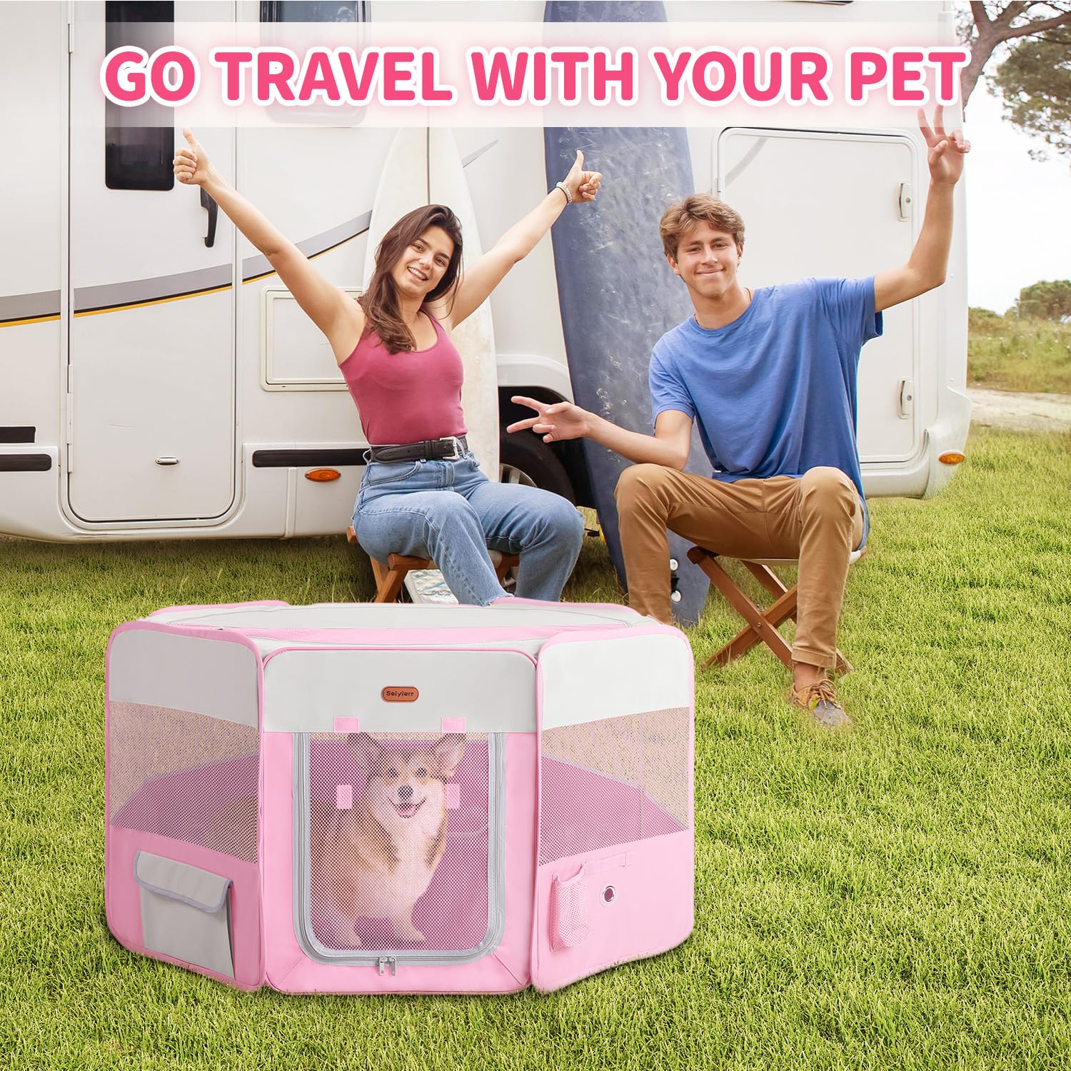 Seiyierr portable dog pen suitable for indoor and outdoor use