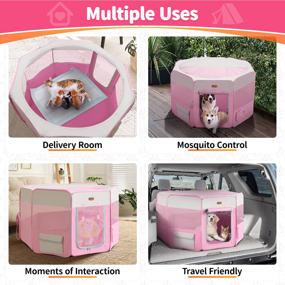 Seiyierr Dog Playpen removable half-mesh top for easy access and ventilation.