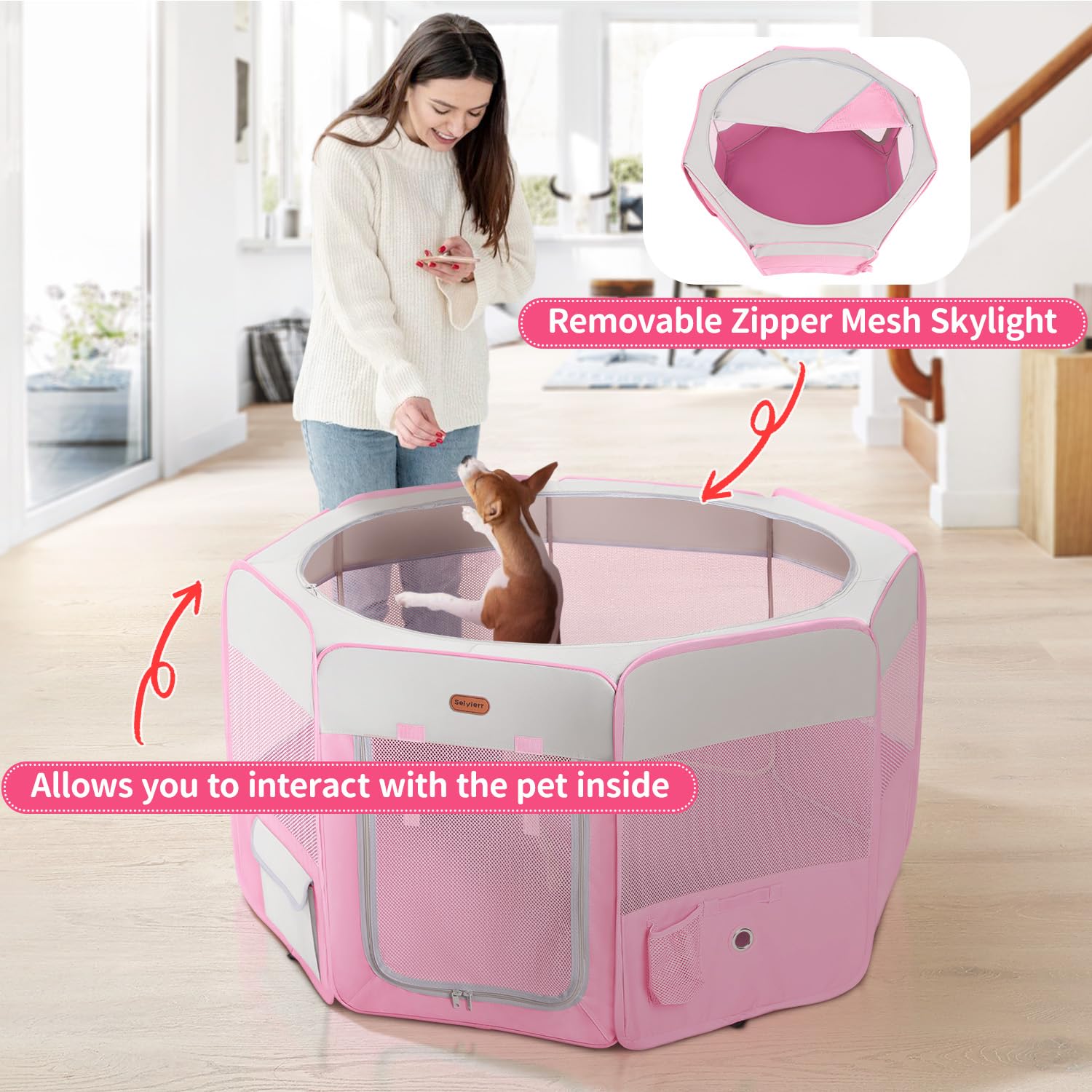 Seiyierr playpen features external side pockets for essentials