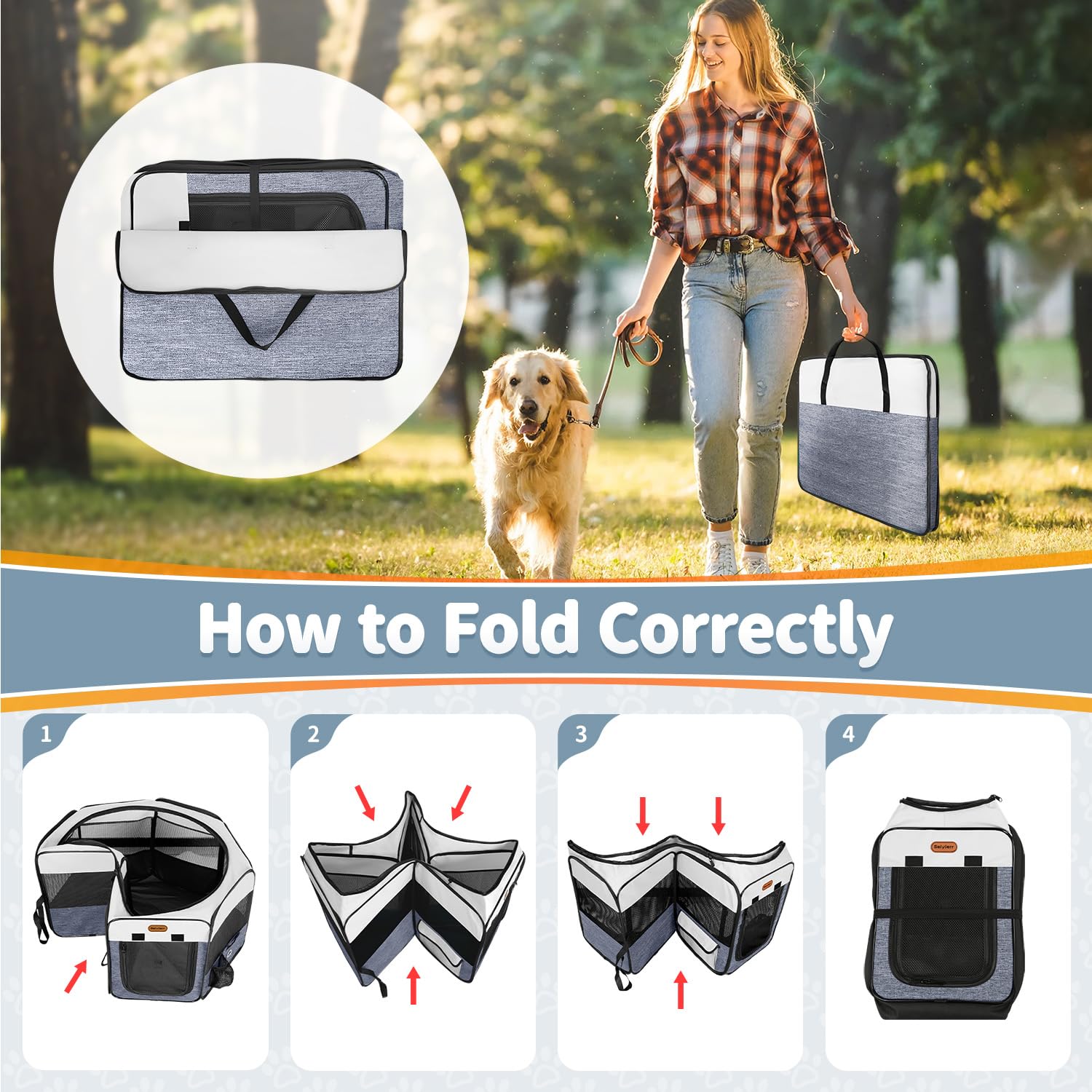 Seiyierr dog playpen side pockets provide space for small items.