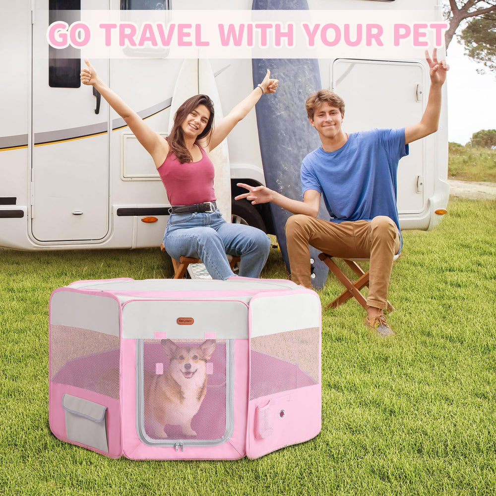 Seiyierr Dog Playpen velcro door for secure entry and quick access.