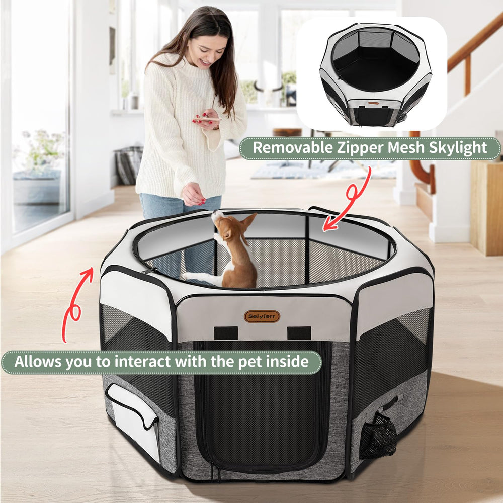 Seiyierr playpen breathable mesh windows ensure airflow and visibility