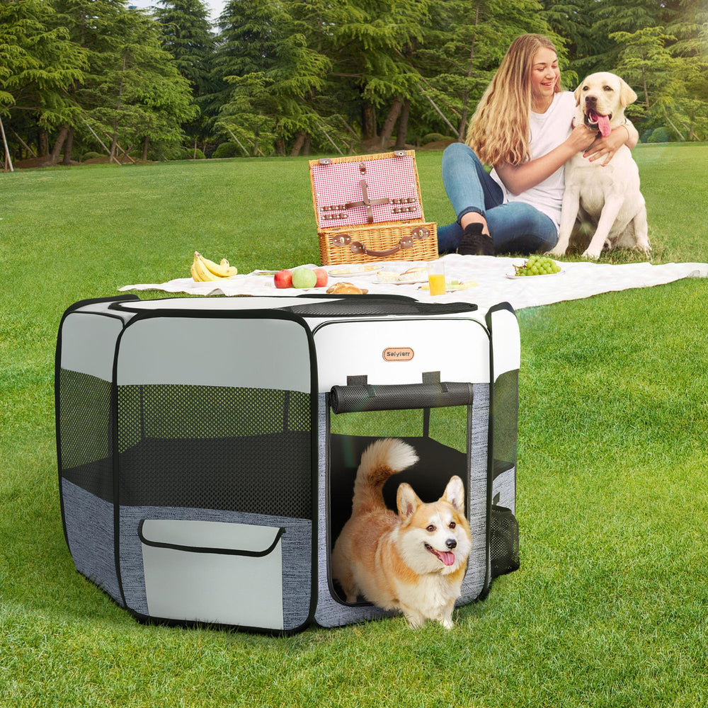 Seiyierr velcro door offers quick access and secure closure during play.