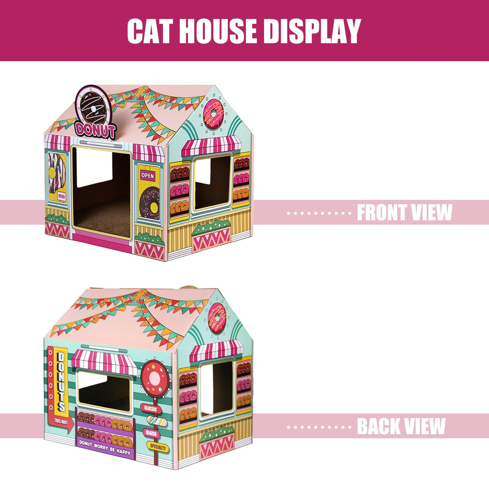 SEKAM Cardboard Cat House three-windows view showcases peek-through opportunities
