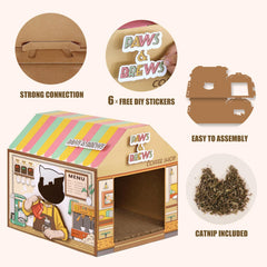 SEKAM Cardboard Cat House windows peek-through for observation and play
