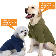 SEKUMDAN dog hooded sweater navy, front close-up reveals breathable fabric and adjustable hood.