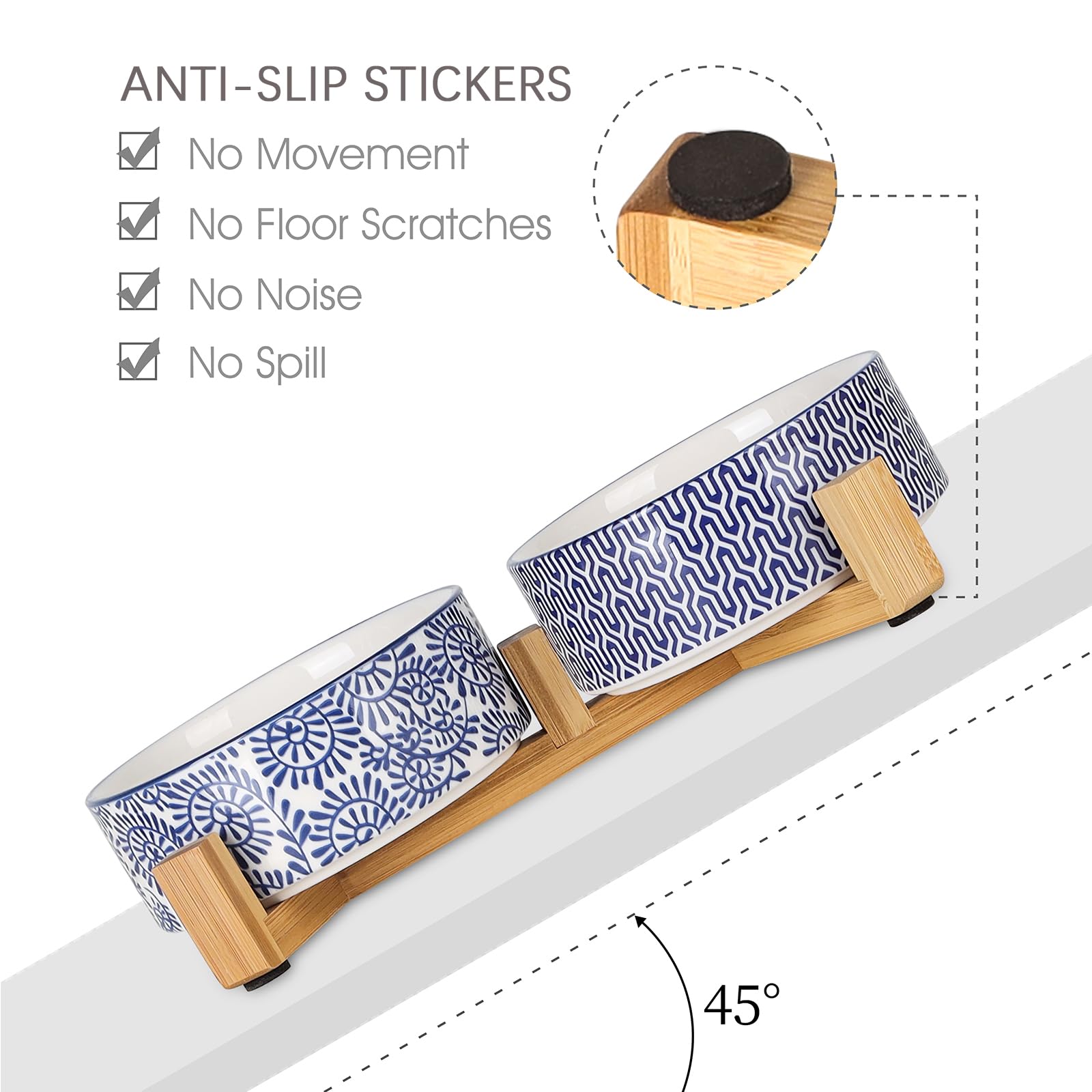 Selamica non-slip base keeps bowls in place during meals.