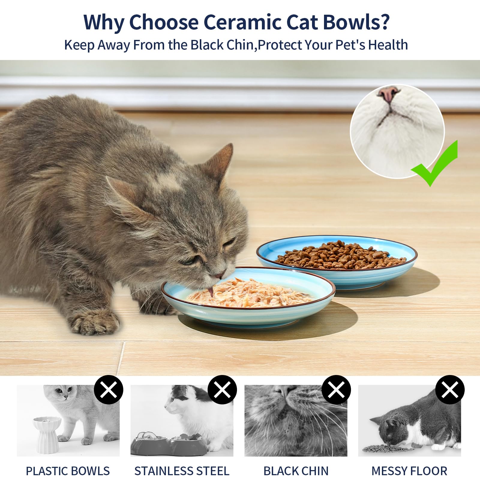 Selamica ceramic bowls are sturdy, lead-free for daily pet meals.