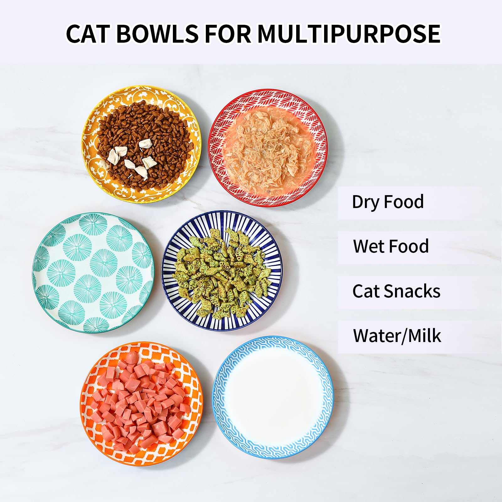 Selamica cat bowls stacked for space-saving storage