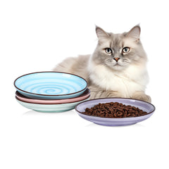 Selamica ceramic cat bowls set of four with swirl pattern for cheery dining.