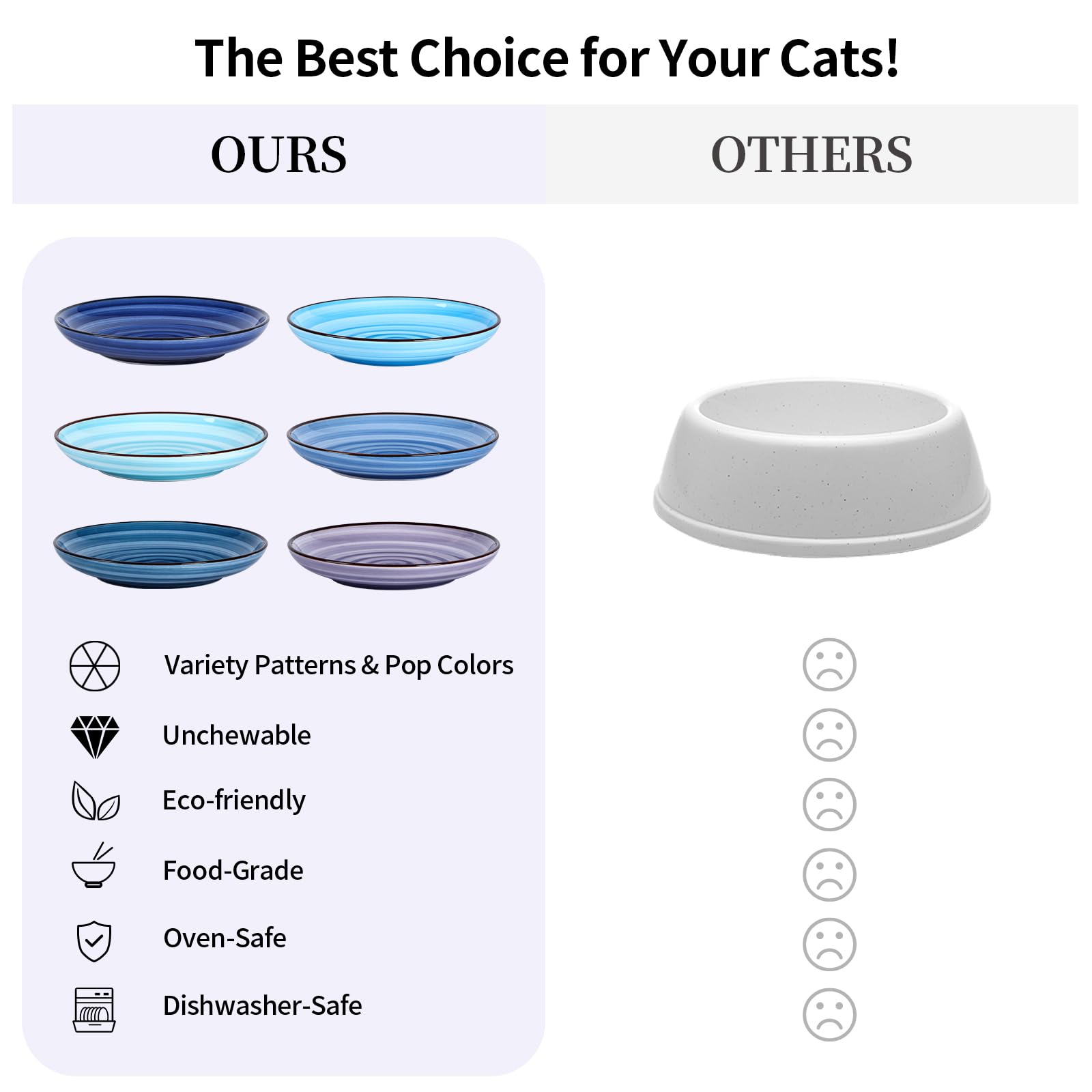 Selamica ceramic cat bowls stackable for space-saving storage