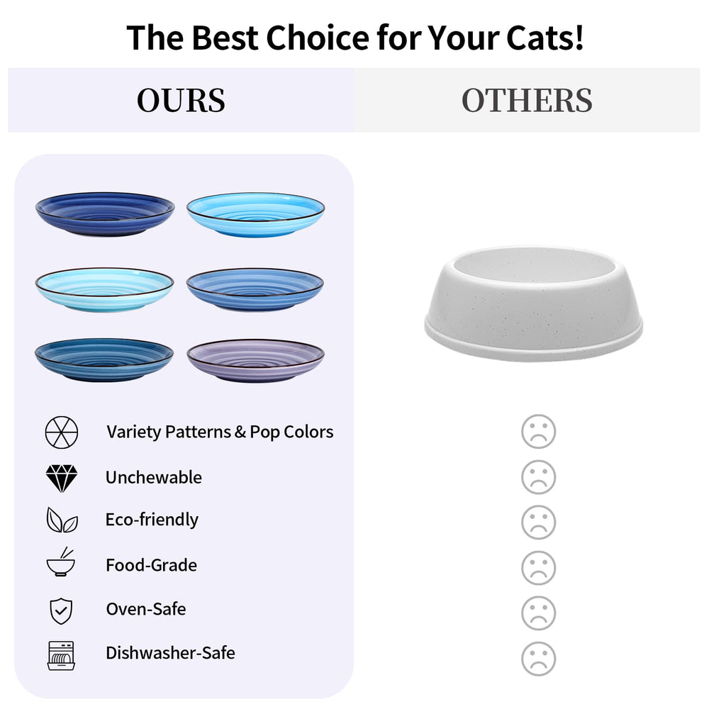 Selamica ceramic cat bowls stackable for space-saving storage