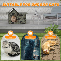 SELBATON Outdoor Cat House green side-entry view for easy access outdoors
