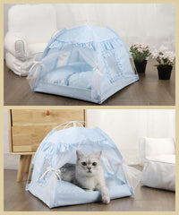 Selena Cat Bed Tent lace mesh windows offer breathable ventilation