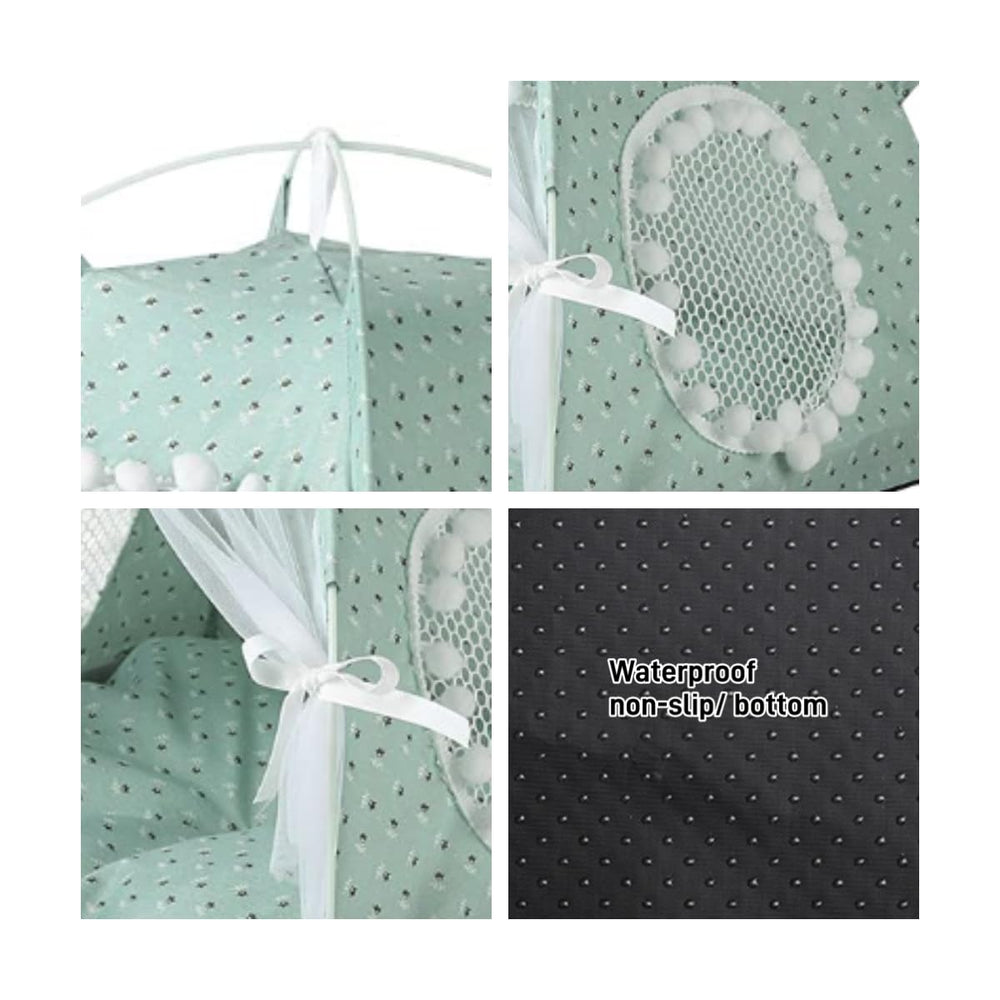 Selena cat bed tent twill fabric delivers durable, odor-minimizing interior.