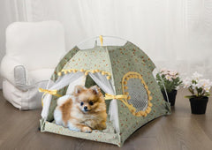 Selena Cat Bed Tents breathable mesh window highlights airflow and pet comfort.