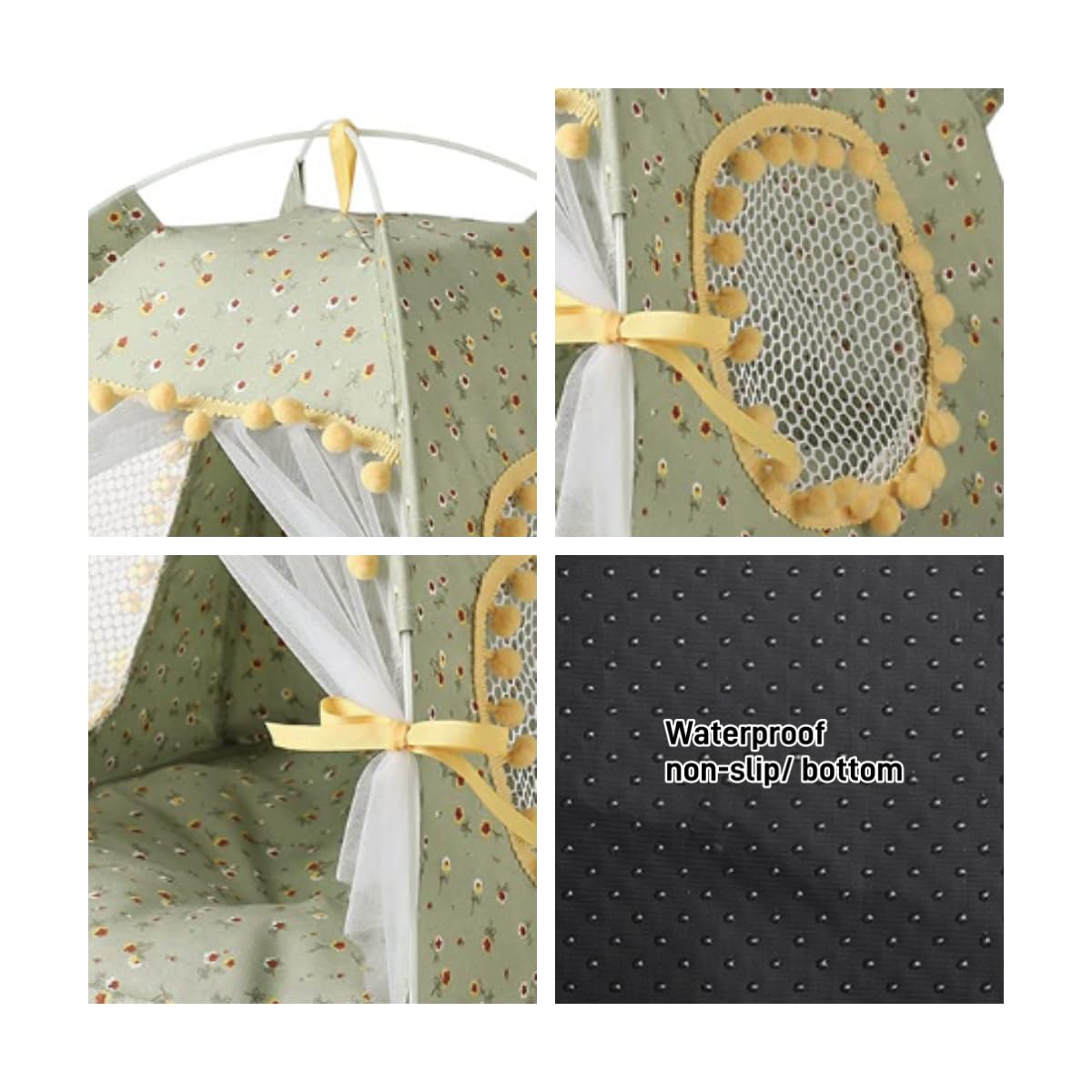 Selena Cat Bed Tents lace curtains provide privacy and a cozy ambience for pets.
