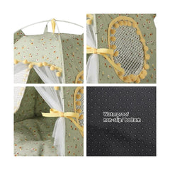 Selena Cat Bed Tents lace curtains provide privacy and a cozy ambience for pets.