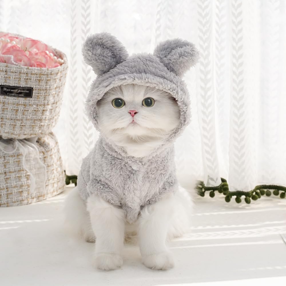 Selena cat bunny ears costume gray front view showcasing easy closure