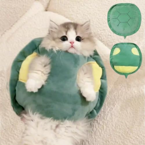Selena cute cat costume turtle shell for playful pet photos.