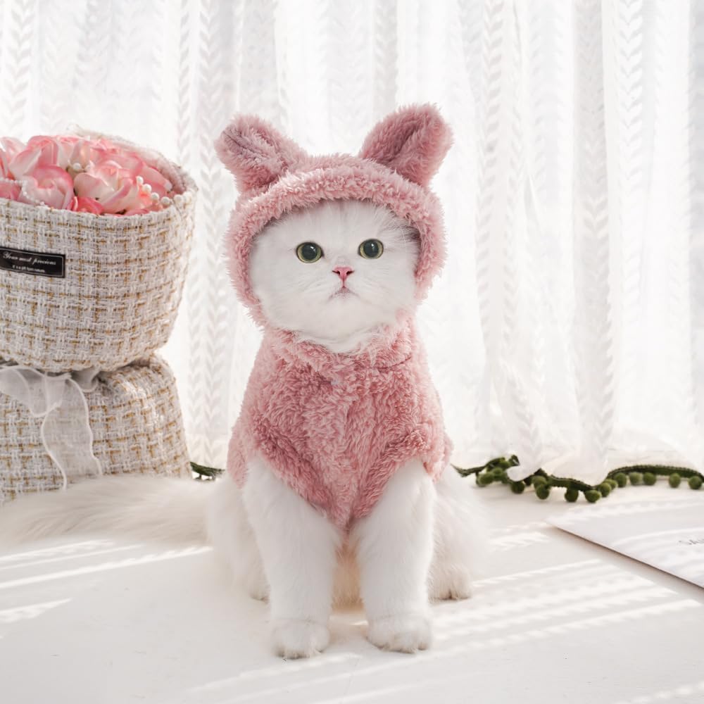 Selena pet apparel hoodie pink closeup showing plush texture and fit.