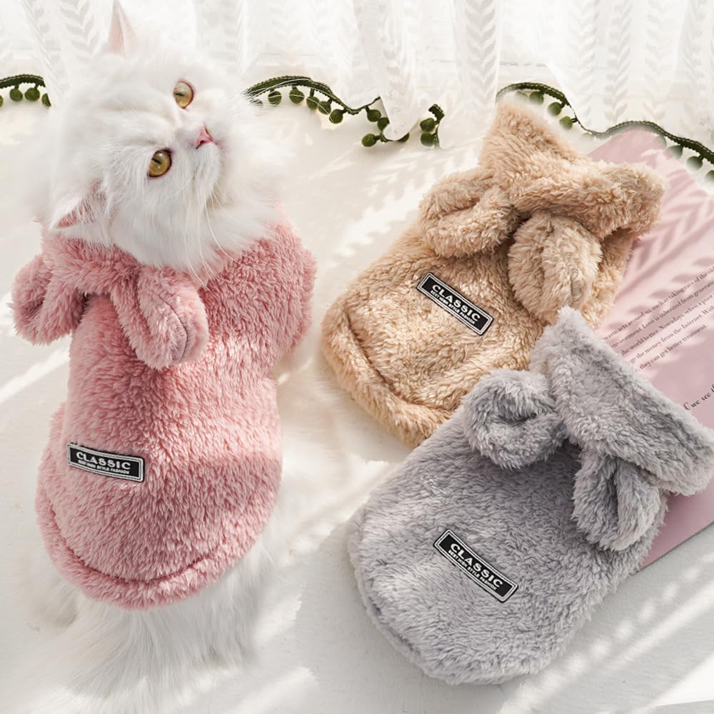 Selena winter pet hoodie in pink with plush material for warmth.