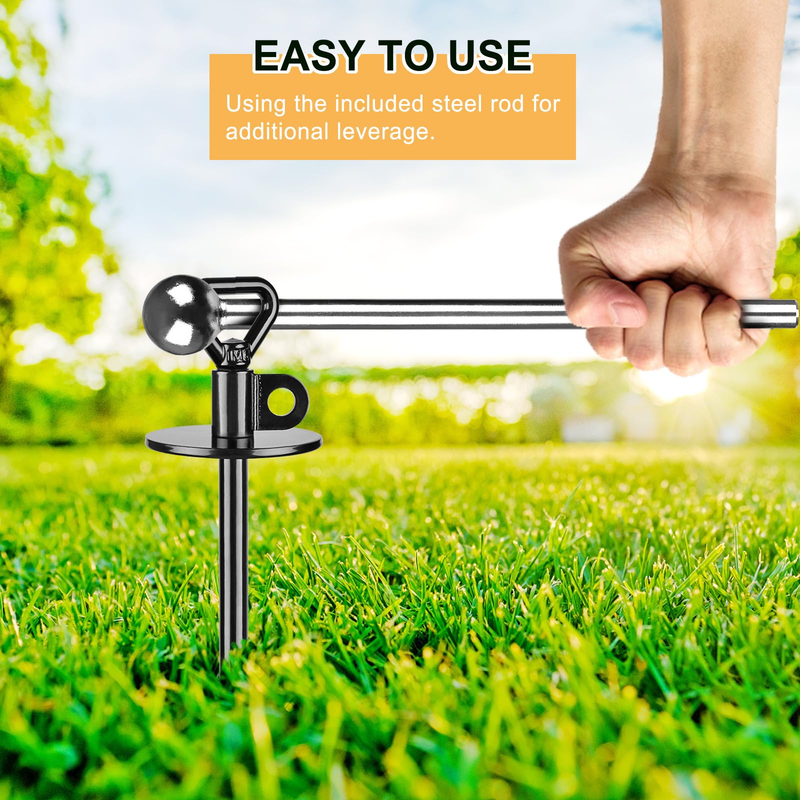 SELEWARE free-swivel stake enables smooth, unrestricted dog movement.