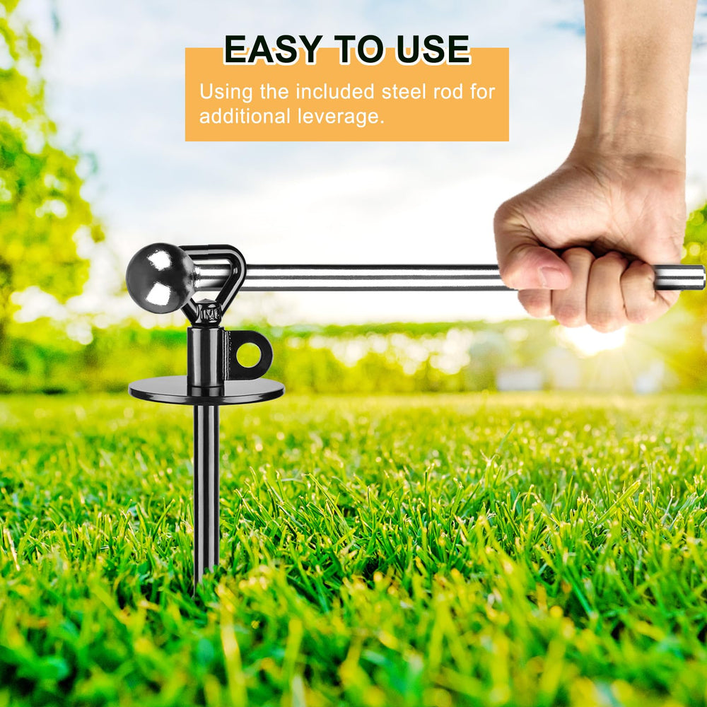 SELEWARE free-swivel stake enables smooth, unrestricted dog movement.