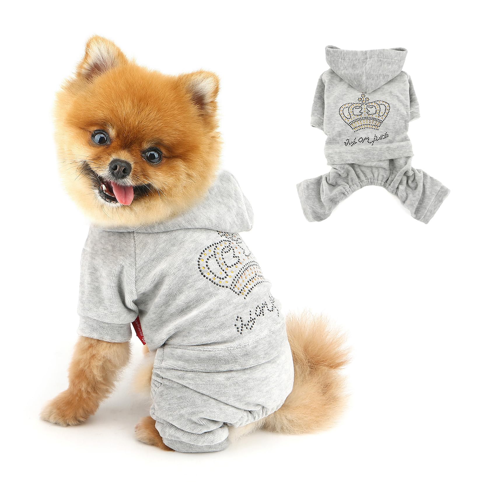 SELMAI rhinestone-crown outfit for small dogs adds chic indoor style.