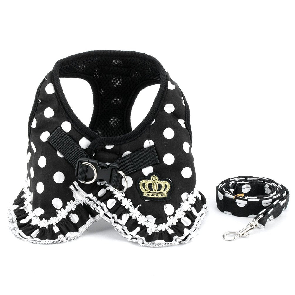 SELMAI polka-dots vest harness close-up demonstrates breathable mesh for comfort.