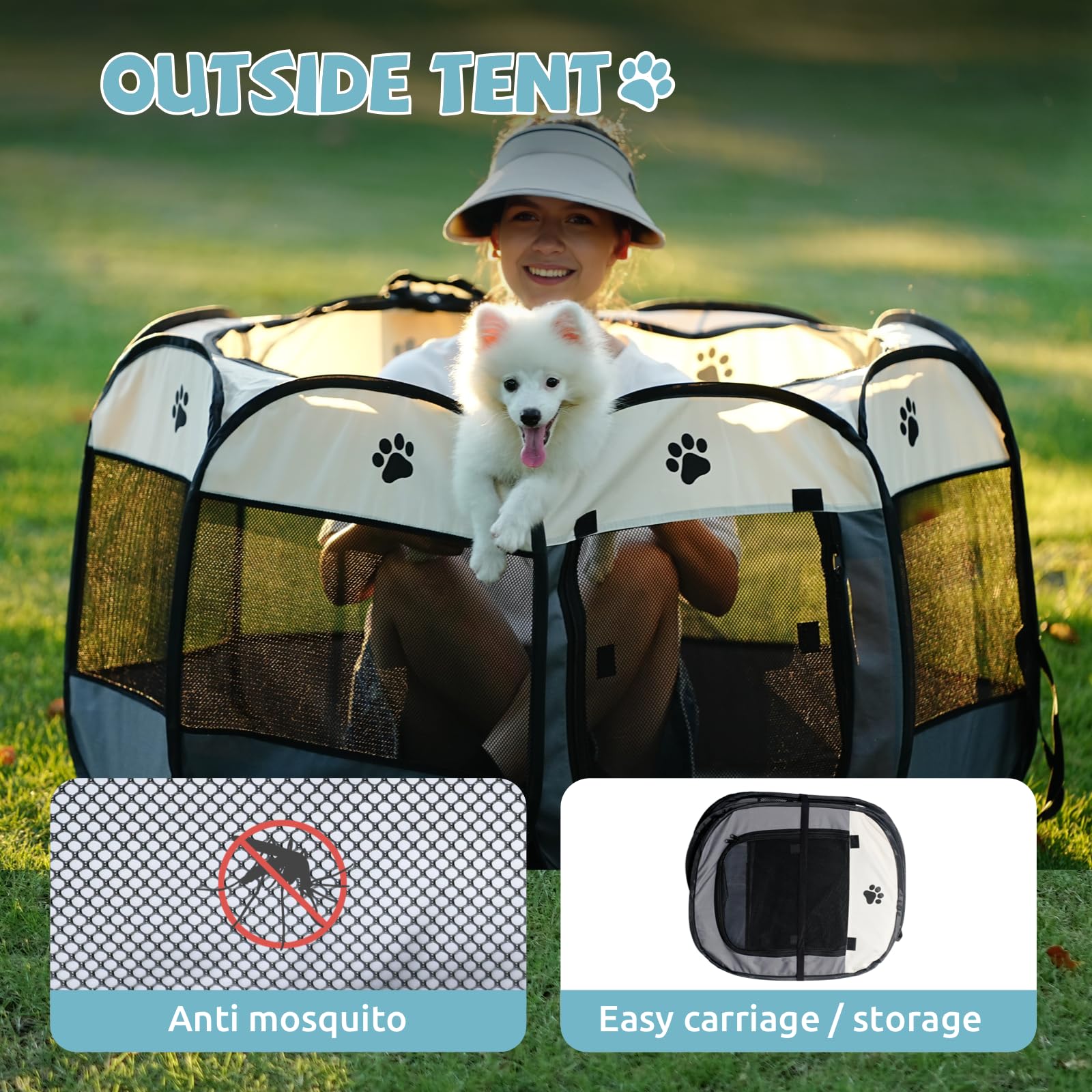 SENCONE portable pet playpen folding storage for quick packing