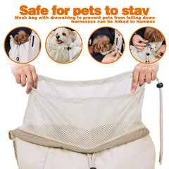SENIOR BUDDAY dog carrier sling beige worn on shoulder for comfortable carry