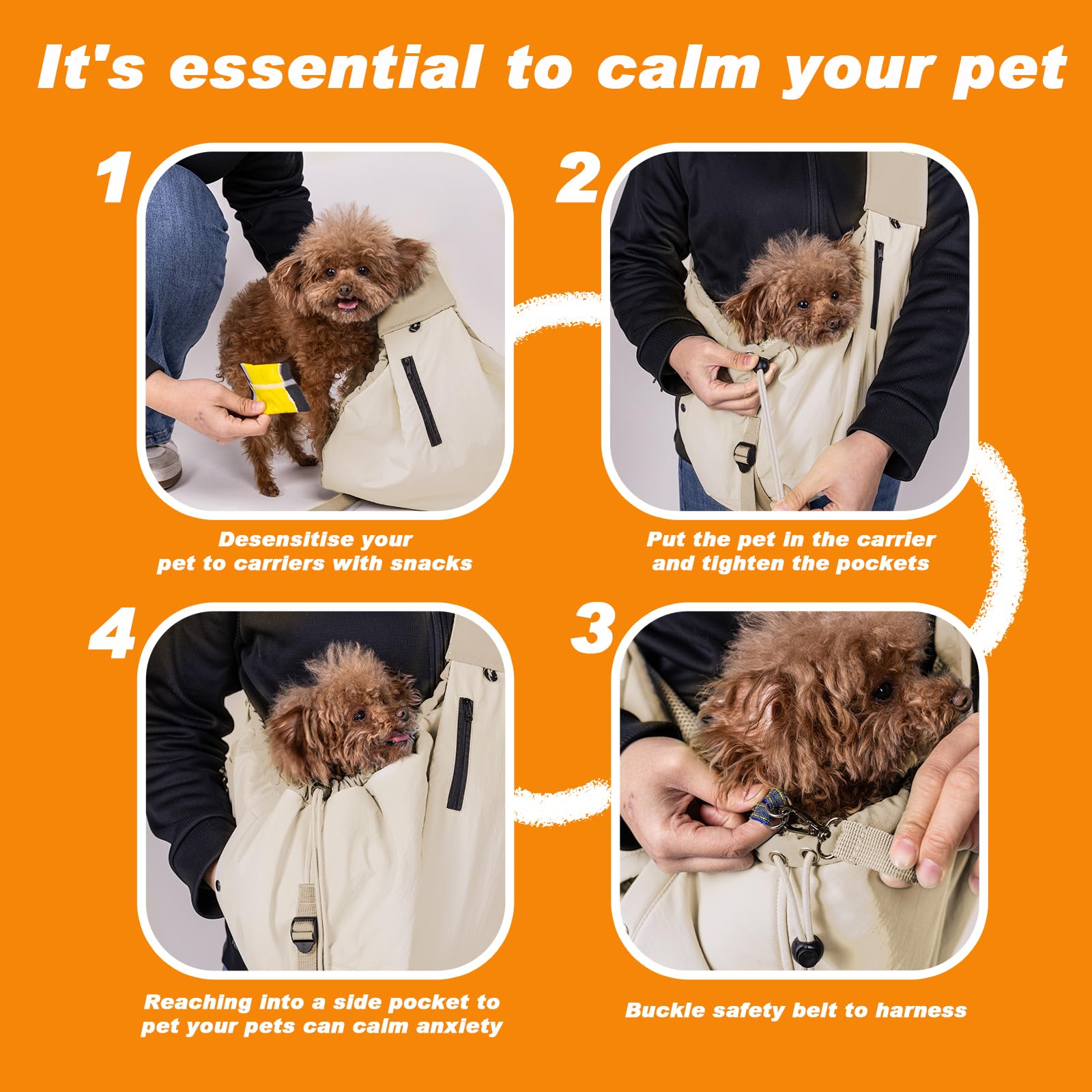SENIOR BUDDAY dog carrier sling beige lightweight design for travel