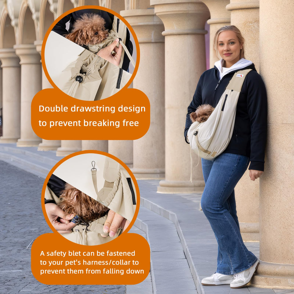 SENIOR BUDDAY dog carrier sling beige travel-friendly use at parks